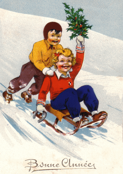 Bonne ann&eacute;e ancienne en luge